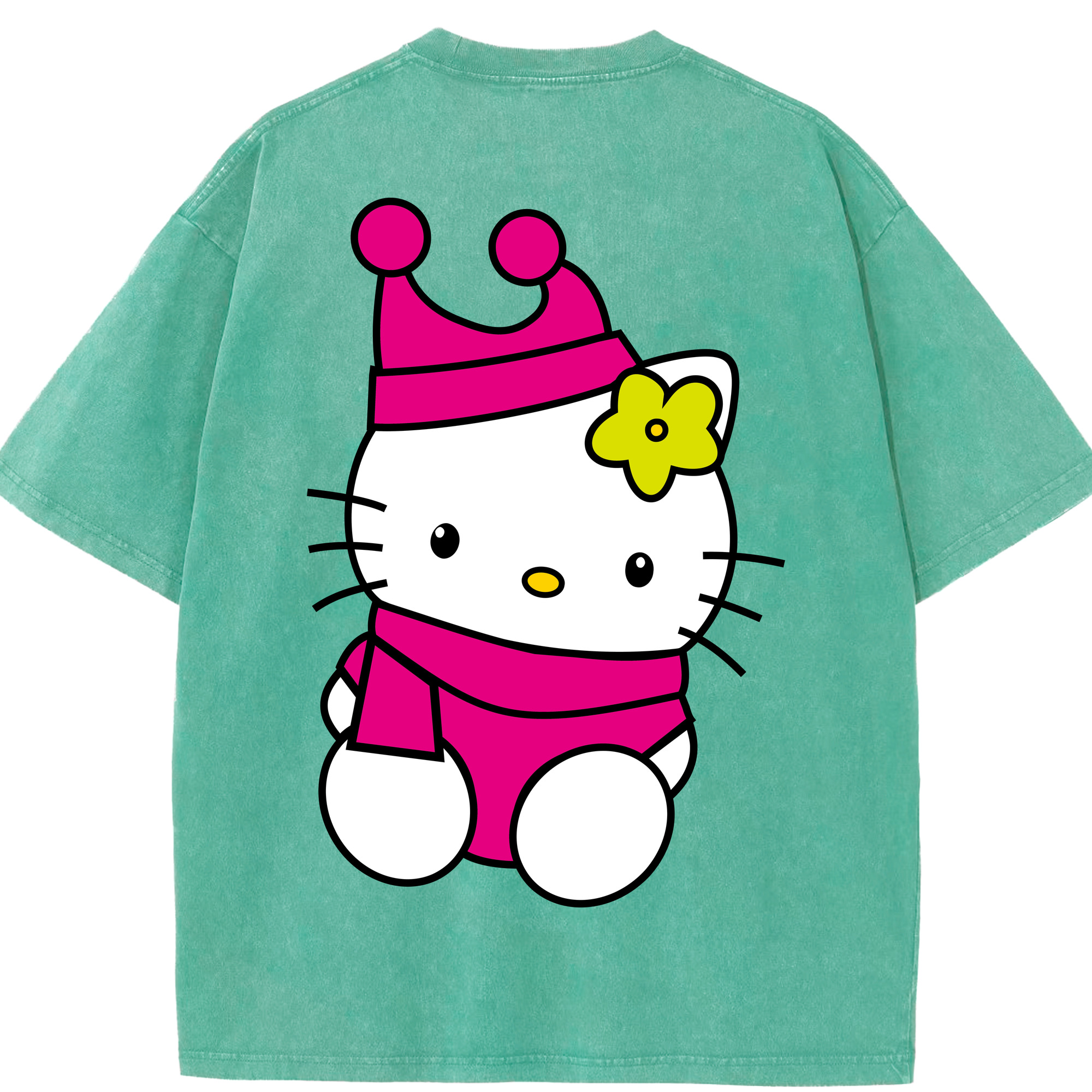 （画像用） Hello Kitty ハローキティ 綿100% ヴィンテージ風 半袖Tシャツ（背面プリント）